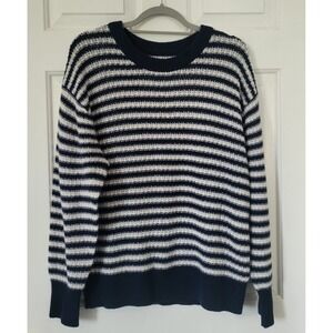 J.Crew 100% Cashmere Relaxed Crewneck Striped Sweater Women's Size Medium‎